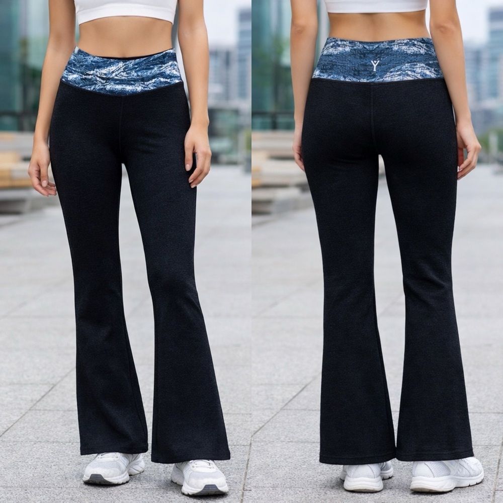 DYLN Revolution Pant XS Black Blue Flare Yoga Reversible Athleisure Workout